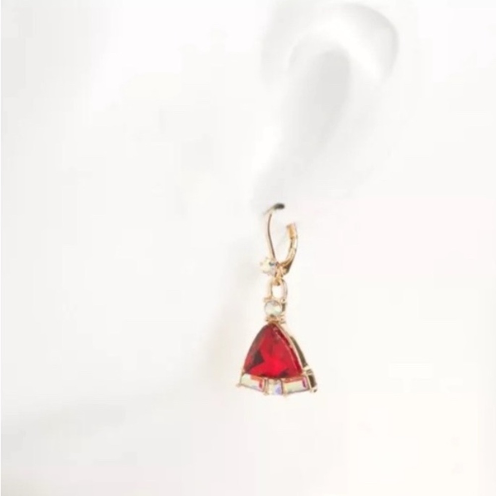 Betsey Johnson Red and Gold Crystal Santa Hat Earrings - Picture 2 of 4